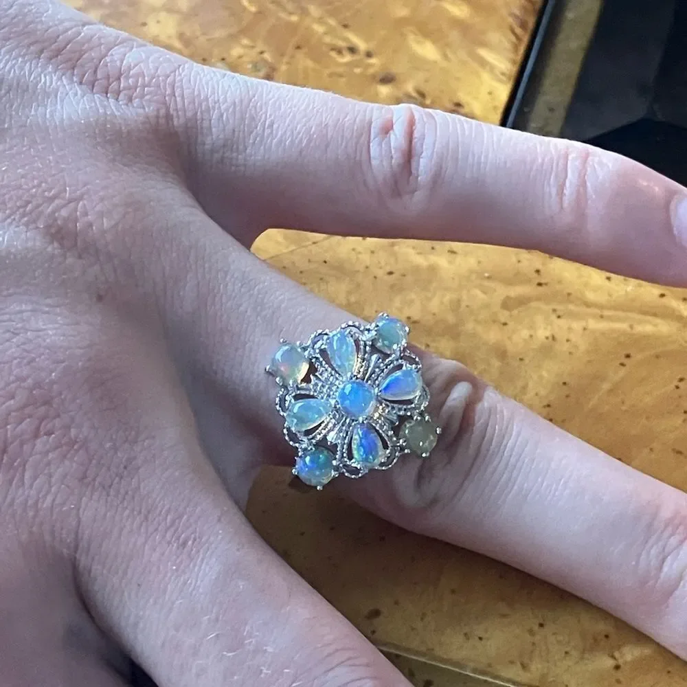Natural Honey Opal Sterling Silver Ring Size 8